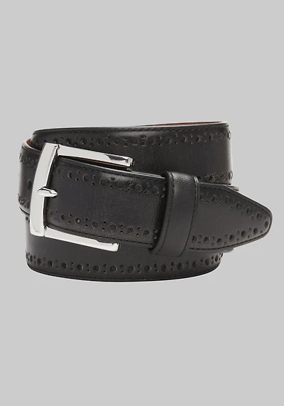 Men's Johnston & Murphy Perforated Edge Leather Belt at Jos. A. Bank, Black