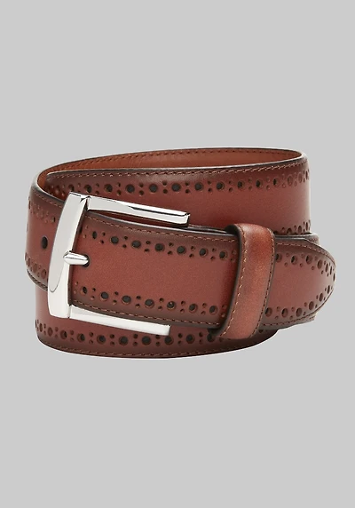 Men's Johnston & Murphy Perforated Edge Leather Belt at Jos. A. Bank, Tan