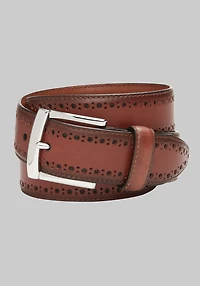Men's Johnston & Murphy Perforated Edge Leather Belt at Jos. A. Bank, Tan