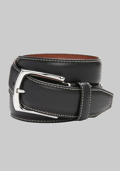 Men's Johnston & Murphy Topstitched Leather Belt at Jos. A. Bank, Black