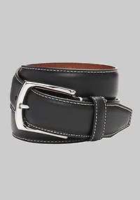Men's Johnston & Murphy Topstitched Leather Belt at Jos. A. Bank, Black