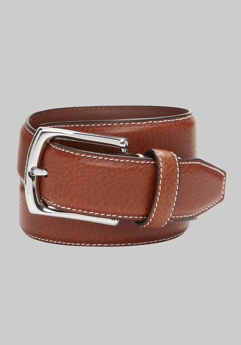 Men's Johnston & Murphy Topstitched Leather Belt at Jos. A. Bank, Tan