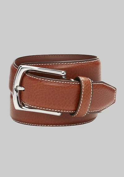 Men's Johnston & Murphy Topstitched Leather Belt at Jos. A. Bank, Tan