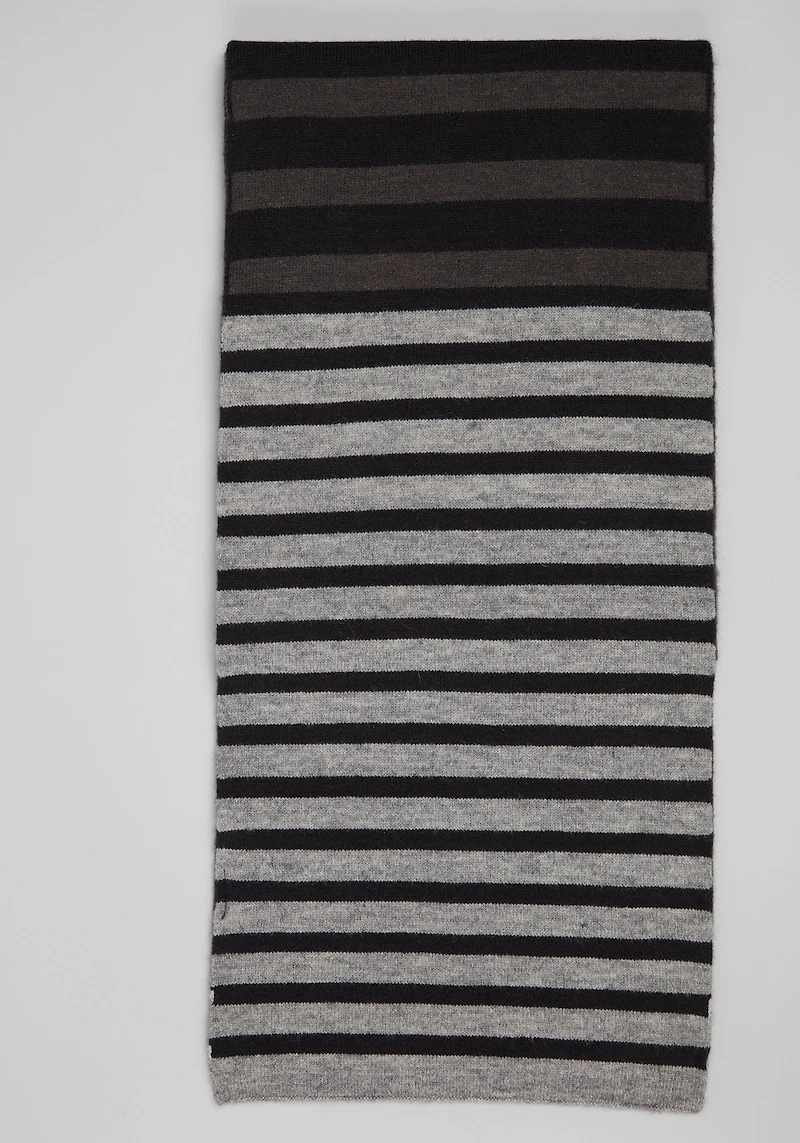 Men's Jos. A. Bank Reversible Horizontal Stripe Knit Scarf at Jos. A. Bank, Black/Charcoal/Grey,