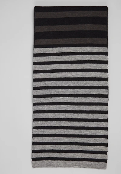 Men's Jos. A. Bank Reversible Horizontal Stripe Knit Scarf at Jos. A. Bank, Black/Charcoal/Grey,