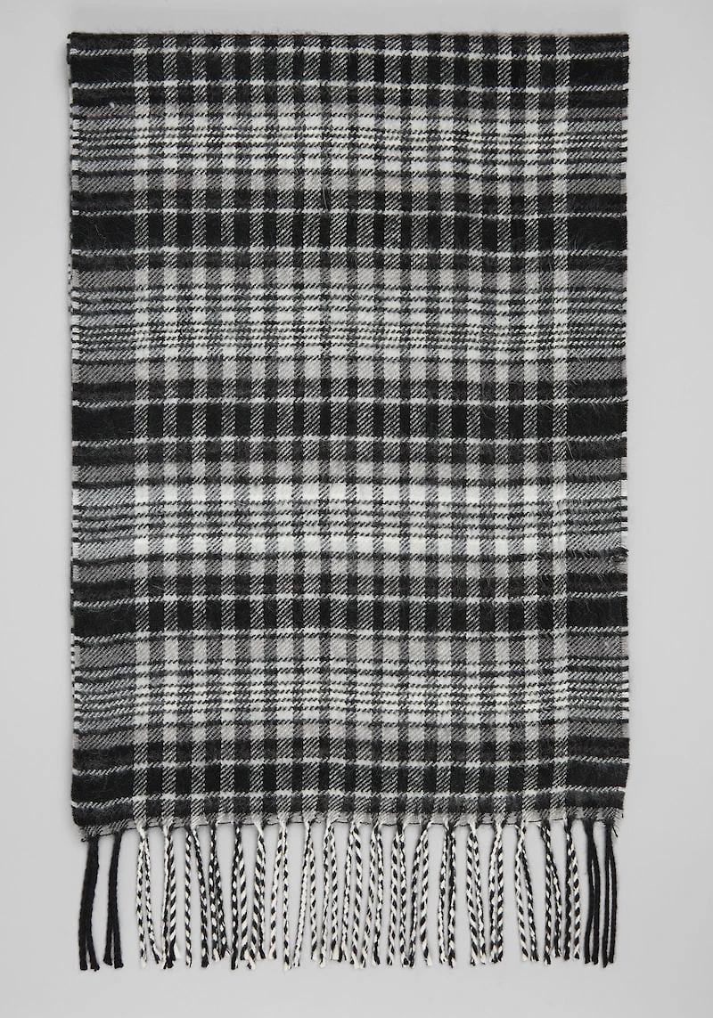 Men's Jos. A. Bank Tonal Mini Plaid Scarf at Jos. A. Bank, Black/White,