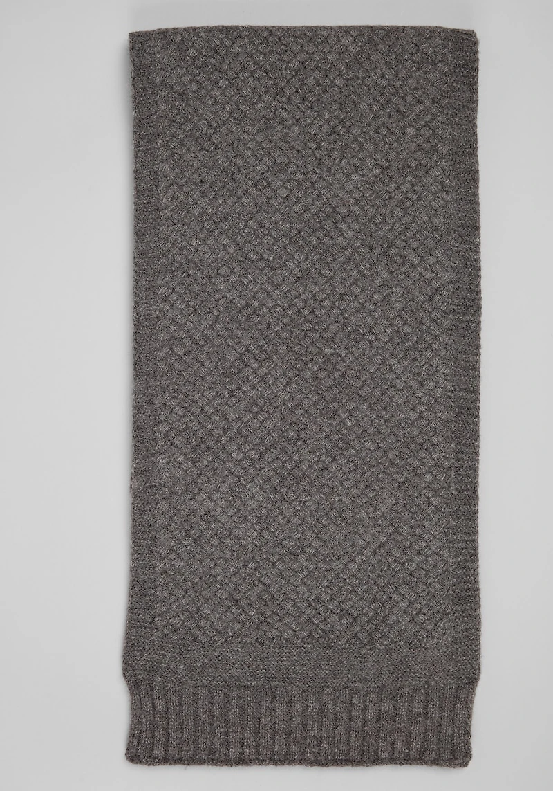Men's Jos. A. Bank Solid Sampler Textured Knit Scarf at Jos. A. Bank, Charcoal/Grey,