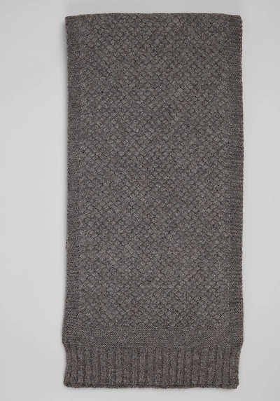 Men's Jos. A. Bank Solid Sampler Textured Knit Scarf at Jos. A. Bank, Charcoal/Grey,