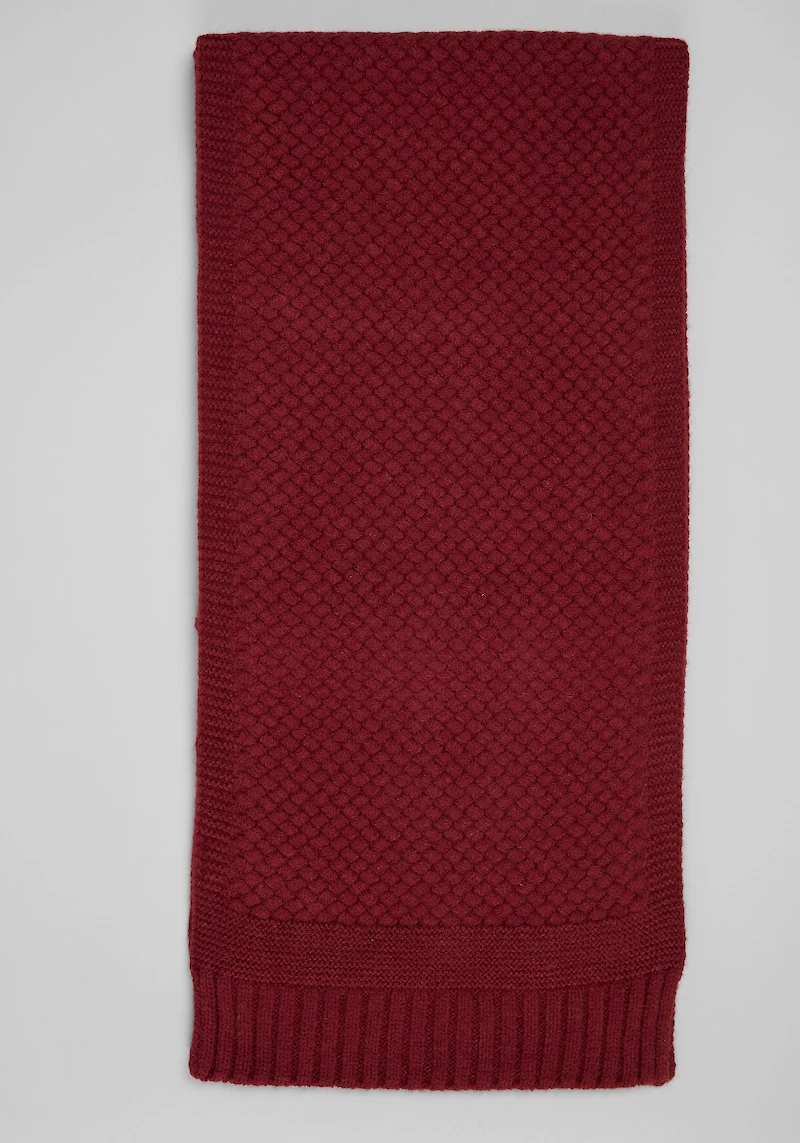 Men's Jos. A. Bank Solid Sampler Textured Knit Scarf at Jos. A. Bank, Burgundy,