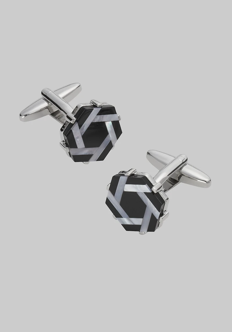 Men's Jos. A. Bank Mother-Of-Pearl Hexagonal Cufflinks at Jos. A. Bank, Black/Mop,
