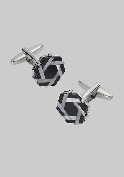 Men's Jos. A. Bank Mother-Of-Pearl Hexagonal Cufflinks at Jos. A. Bank, Black/Mop,