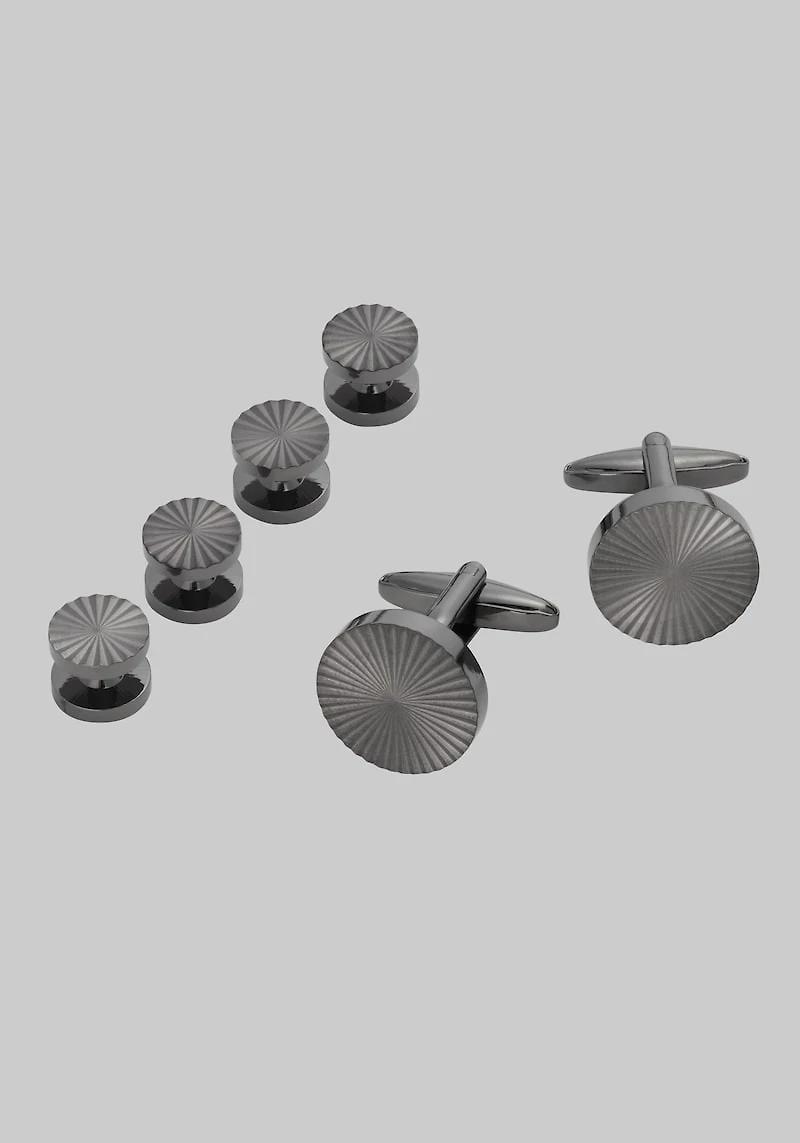 Men's Jos. A. Bank Textured Spiral Cufflink & Stud Set at Jos. A. Bank, Gunmetal Grey/Metals,