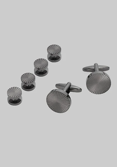 Men's Jos. A. Bank Textured Spiral Cufflink & Stud Set at Jos. A. Bank, Gunmetal Grey/Metals,