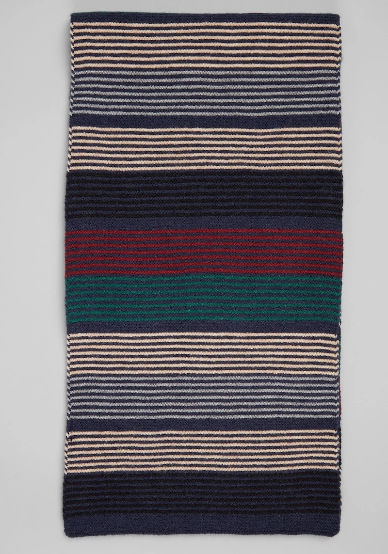 Men's Jos. A. Bank Mini Stripe Knit Scarf at Jos. A. Bank, Blue/Burg/Green/Navy,