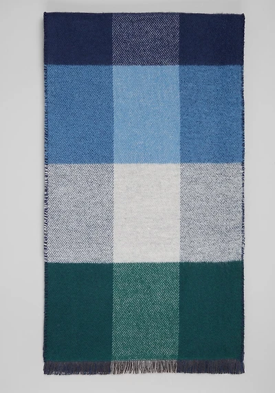 Men's Jos. A. Bank Doubled Faced Check To Solid Scarf at Jos. A. Bank, Green/Blue/Navy,