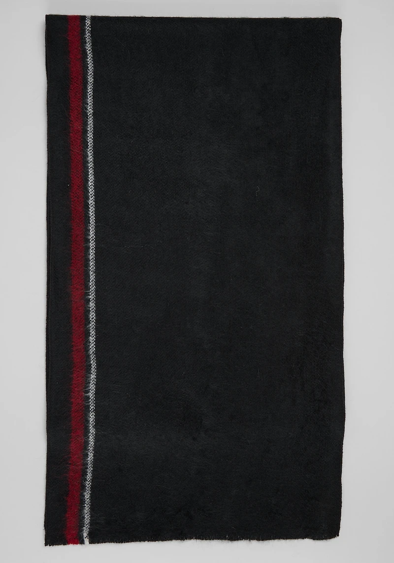 Men's Jos. A. Bank Border Stripe Scarf at Jos. A. Bank, Black/Burgundy/White,
