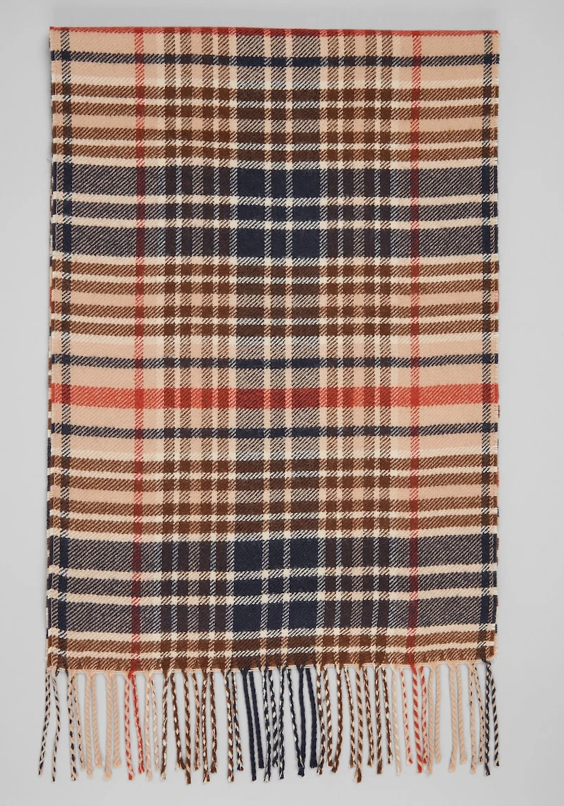 Men's Jos. A. Bank Classic Plaid Scarf at Jos. A. Bank, Brown/Orange/Rust,