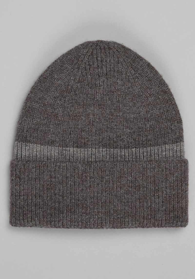 Men's Jos. A. Bank Engineered Stripe Beanie at Jos. A. Bank, Charcoal/Grey,