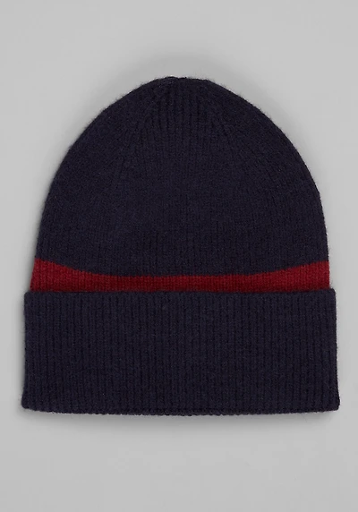 Men's Jos. A. Bank Engineered Stripe Beanie at Jos. A. Bank, Navy/Burgundy,
