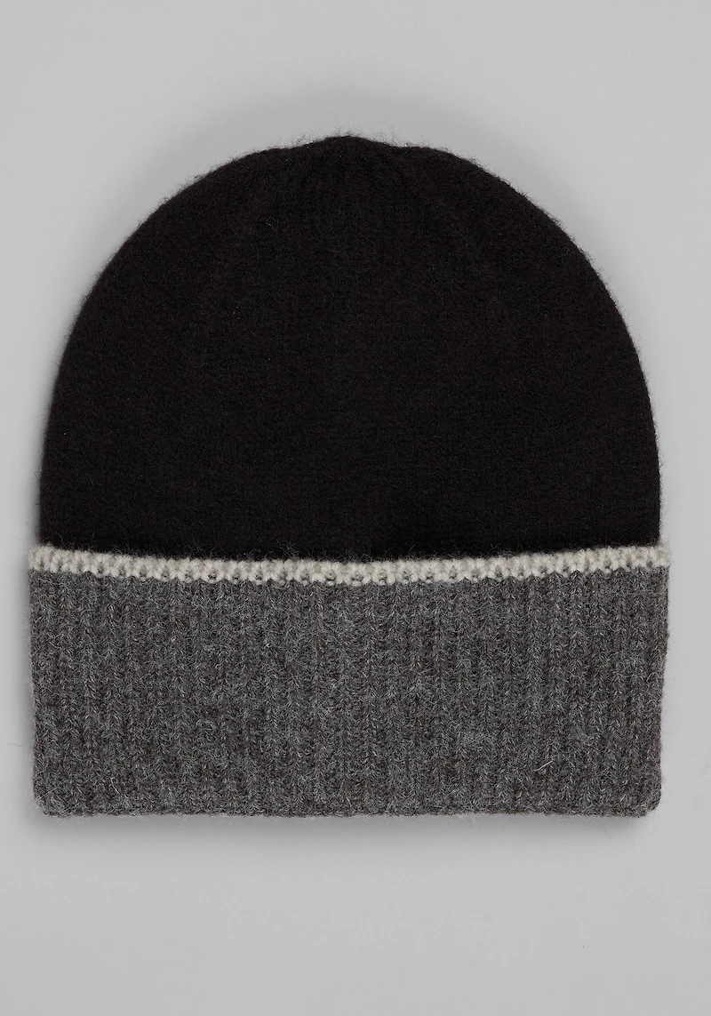 Men's Jos. A. Bank Contrast Cuff Beanie at Jos. A. Bank, Black/Charcoal/Grey,