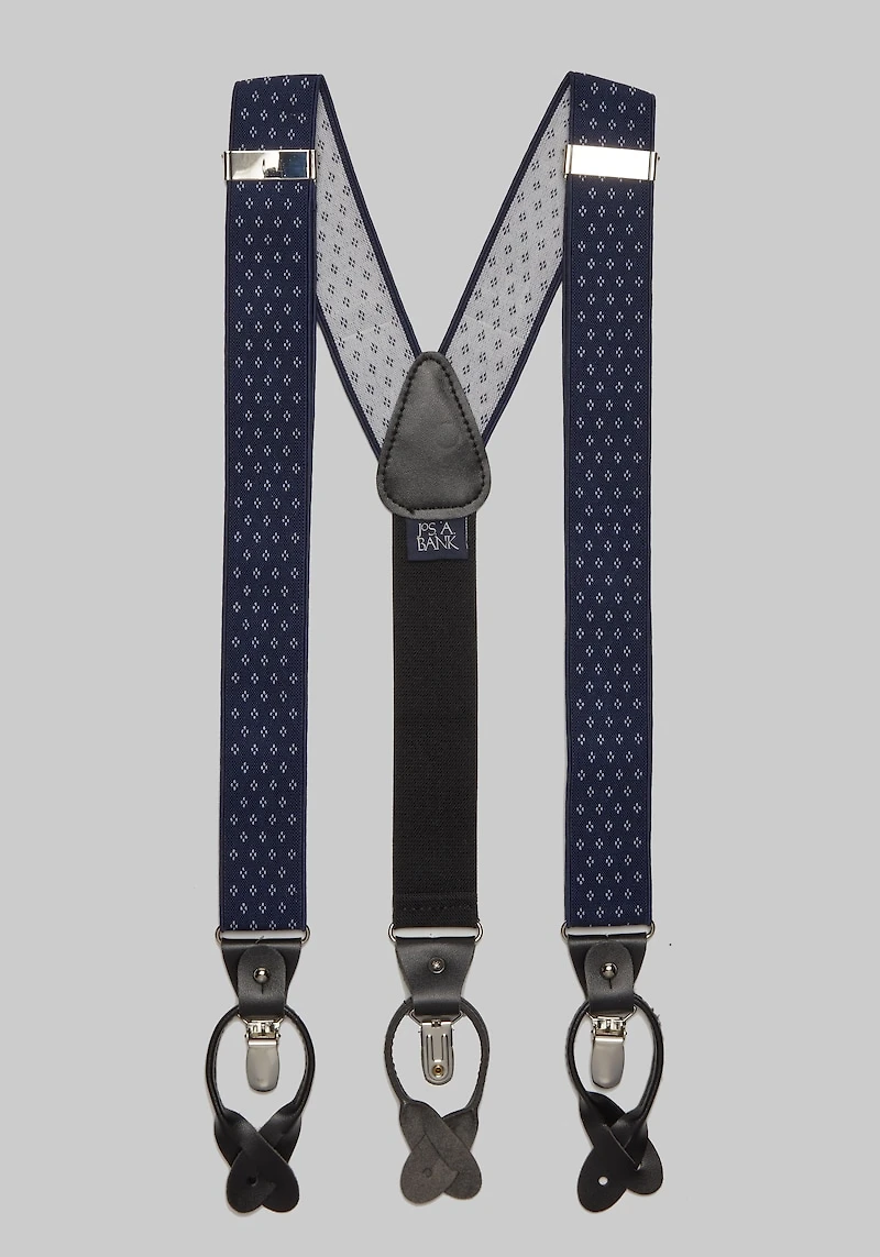 Men's Jos. A. Bank Diamond Dot Convertible Suspenders at Jos. A. Bank, Blue/Navy/White,
