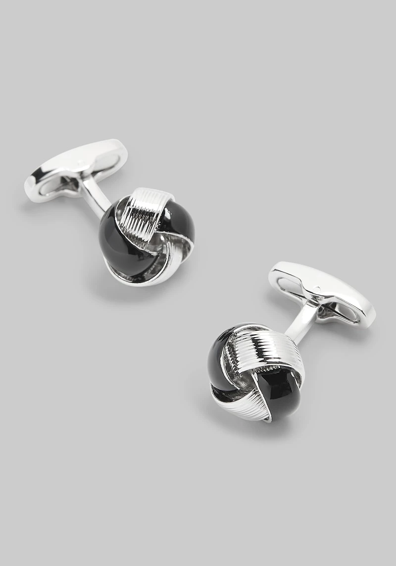 Men's Jos. A. Bank Black Enamel Knot Cufflinks at Jos. A. Bank, Black/Silver,