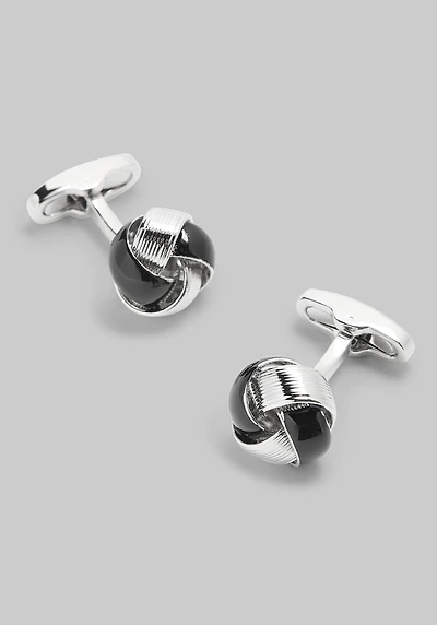 Men's Jos. A. Bank Black Enamel Knot Cufflinks at Jos. A. Bank, Black/Silver,