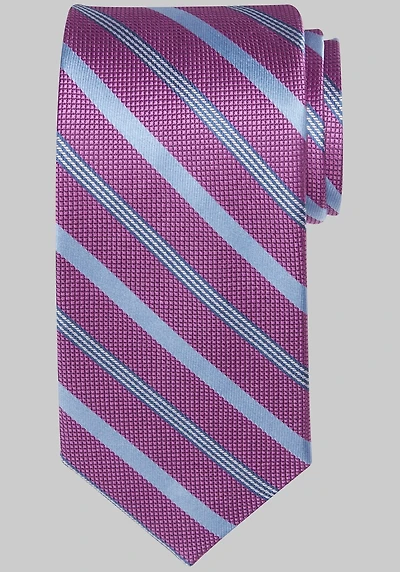 Men's Traveler Collection Two Lane Stripe Tie at Jos. A. Bank, Fuchsia/Pink,