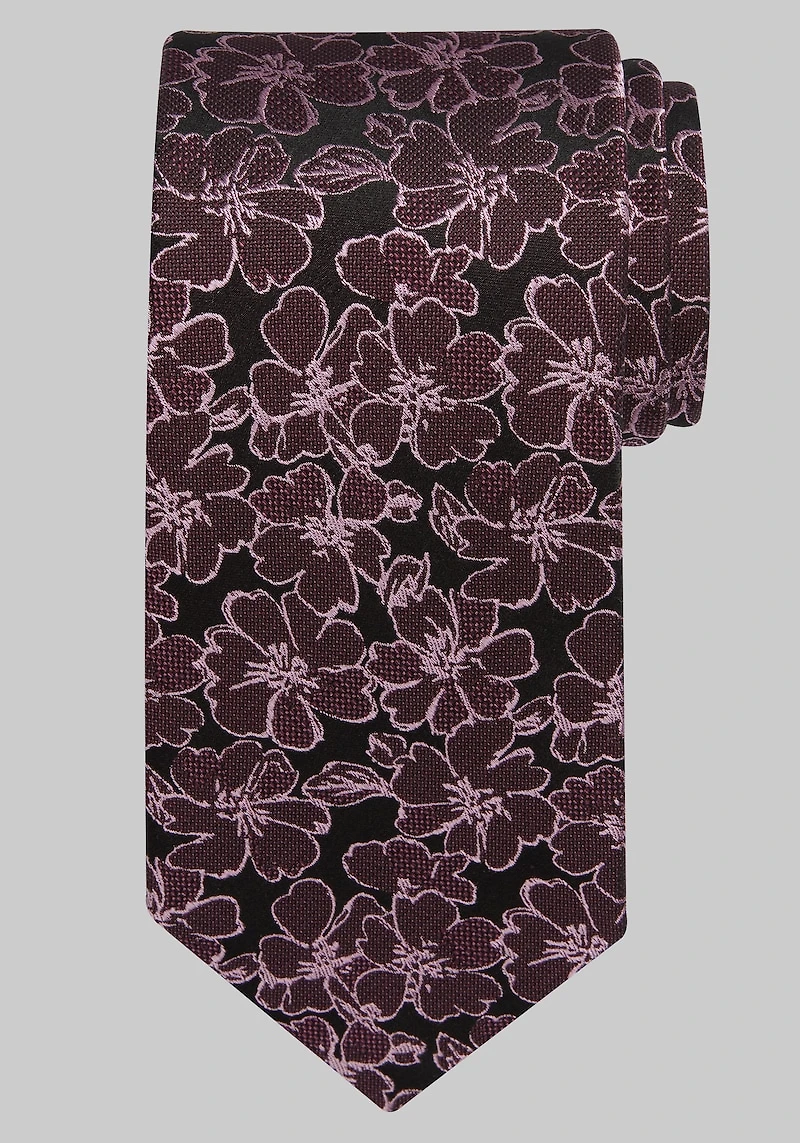 Men's Reserve Collection Silhouette Floral Tie at Jos. A. Bank, Berry/Burgundy,