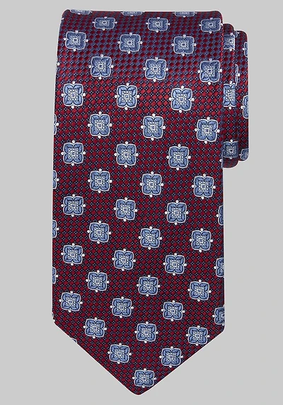 Men's Reserve Collection Natte Neat Medallion Tie at Jos. A. Bank, Burgundy,