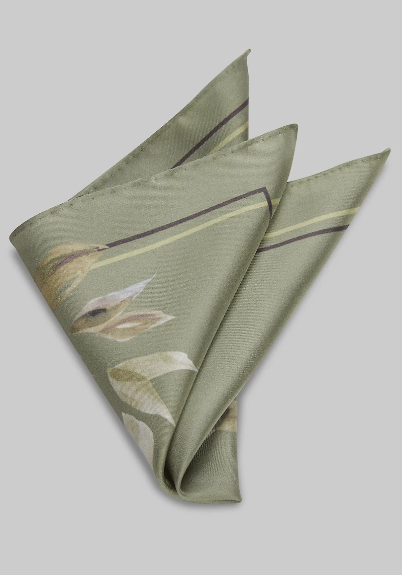 Men's Jos. A. Bank Large Floral Pocket Square at Jos. A. Bank, Green/Taupe,