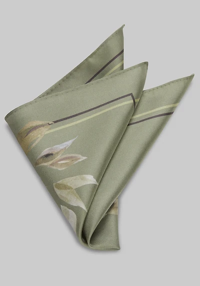 Men's Jos. A. Bank Large Floral Pocket Square at Jos. A. Bank, Green/Taupe,
