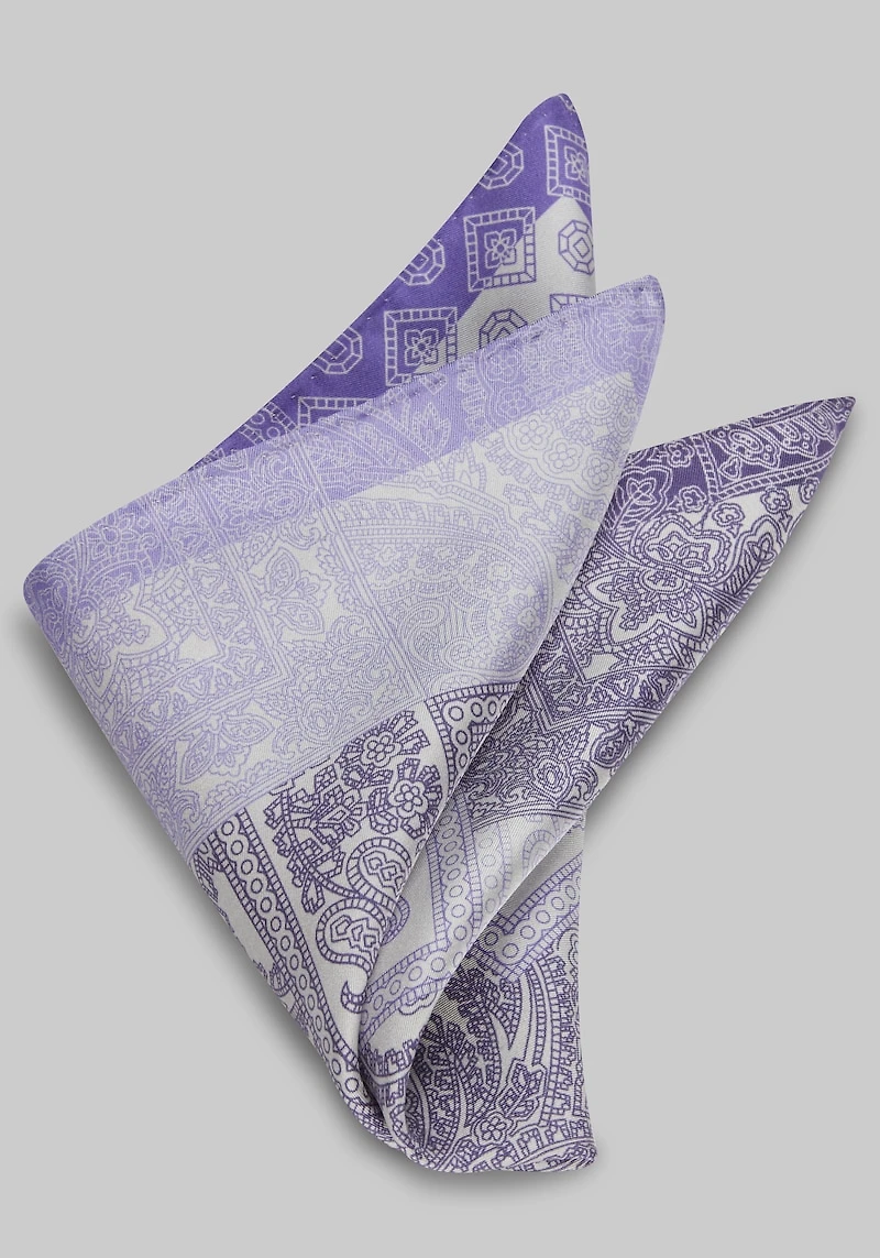 Men's Jos. A. Bank Paisley Patchwork Pocket Square at Jos. A. Bank, Purple/Lavender,
