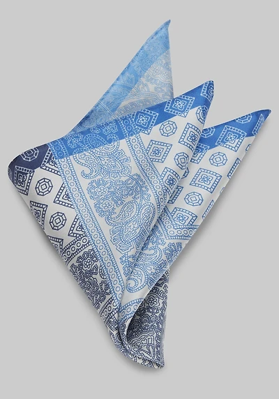 Men's Jos. A. Bank Paisley Patchwork Pocket Square at Jos. A. Bank, Navy/Blue,
