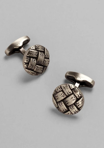 Men's Jos. A. Bank Brushed Metal Basketweave Cufflinks at Jos. A. Bank, Metals/Silver, 