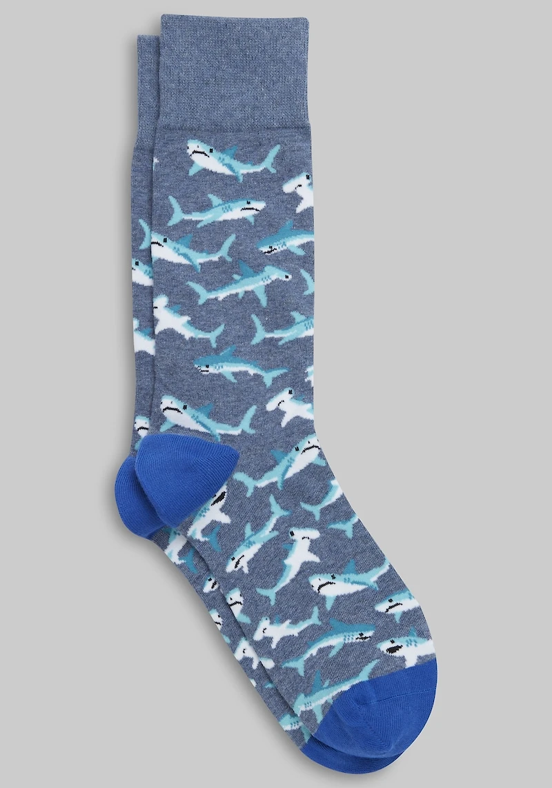 Men's Jos. A. Bank Shark Species Socks at Jos. A. Bank, Blue/Denim Heather,