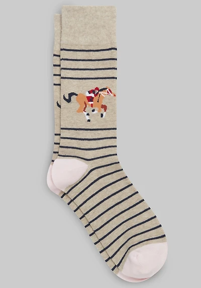 Men's Jos. A. Bank Stripe Horse Socks at Jos. A. Bank, Oatmeal Heather/Tan,