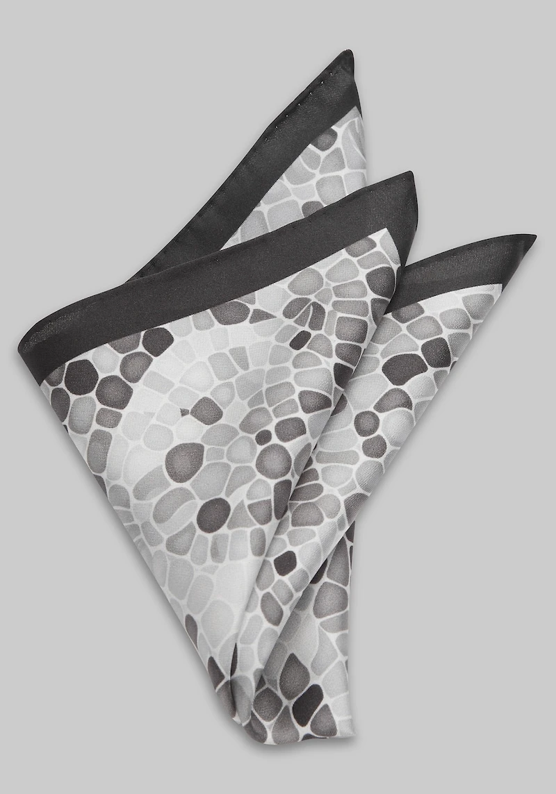 Men's Jos. A. Bank Watercolor Mosaic Pocket Square at Jos. A. Bank, Black/Grey/Silver,