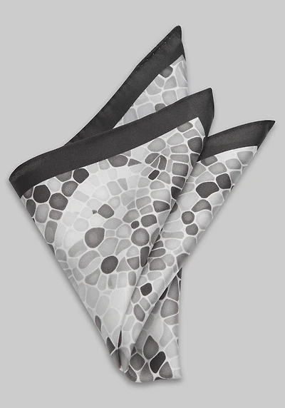 Men's Jos. A. Bank Watercolor Mosaic Pocket Square at Jos. A. Bank, Black/Grey/Silver,