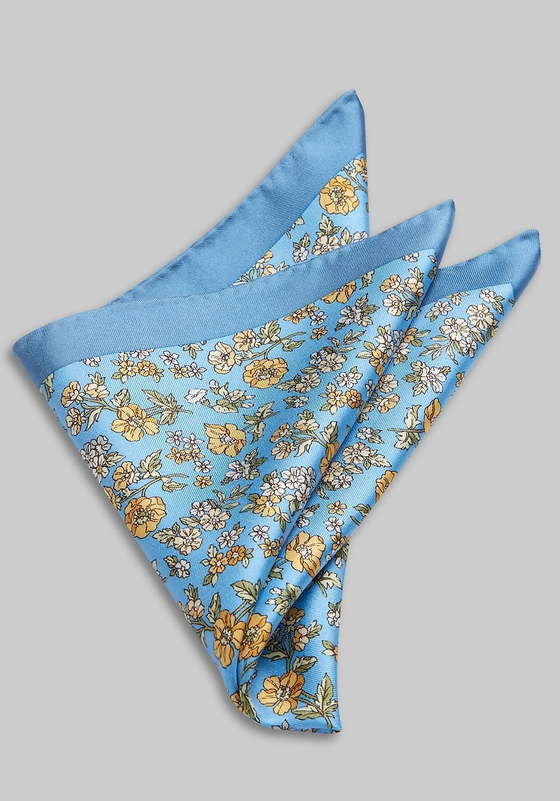 Men's Jos. A. Bank Tossed Flowers Pocket Square at Jos. A. Bank, Blue/Yellow,