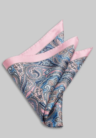 Men's Jos. A. Bank Paisley Pocket Square at Jos. A. Bank, Pink/Blue,
