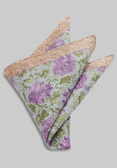 Men's Jos. A. Bank Floral Linen Pocket Square at Jos. A. Bank, Burg/Grey/Silver/Taupe,