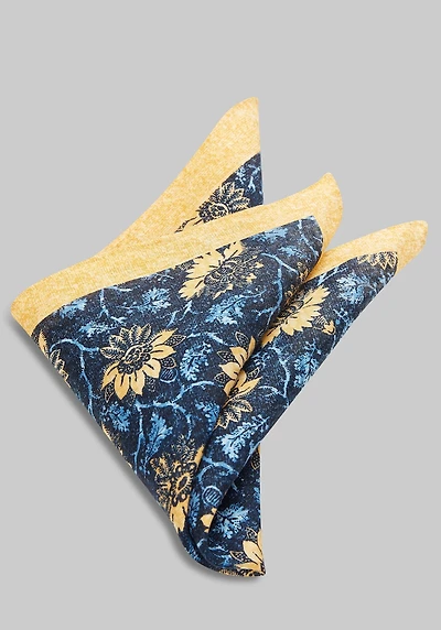 Men's Jos. A. Bank Floral Linen Pocket Square at Jos. A. Bank, Gold/Blue,
