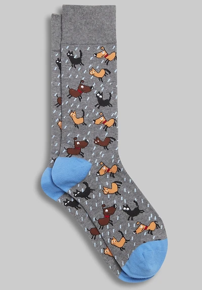 Men's Jos. A. Bank Raining Cats & Dogs Socks at Jos. A. Bank, Medium Heather Grey,