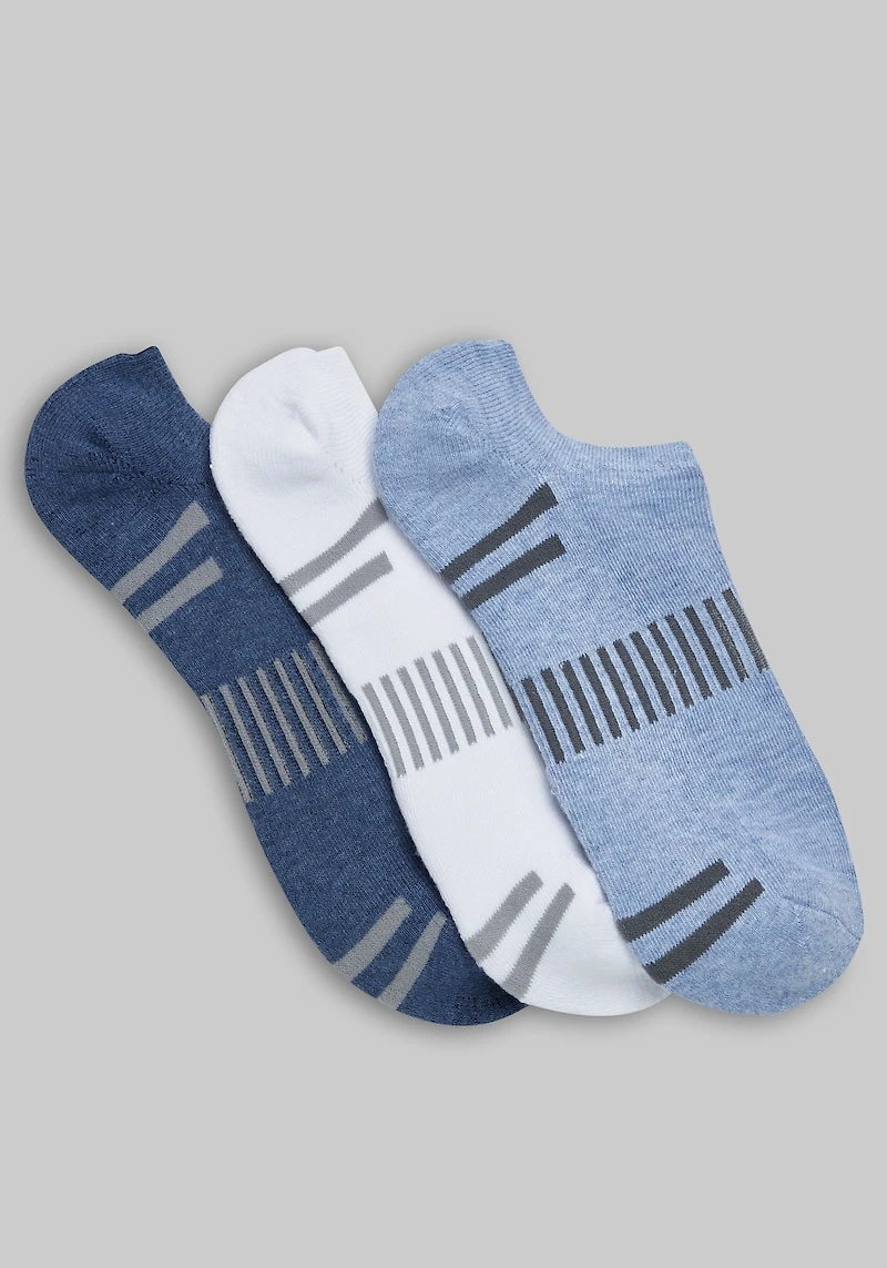 Men's Jos. A. Bank No Show Performance Socks, 3-Pack at Jos. A. Bank, Blue/Denim Multi,