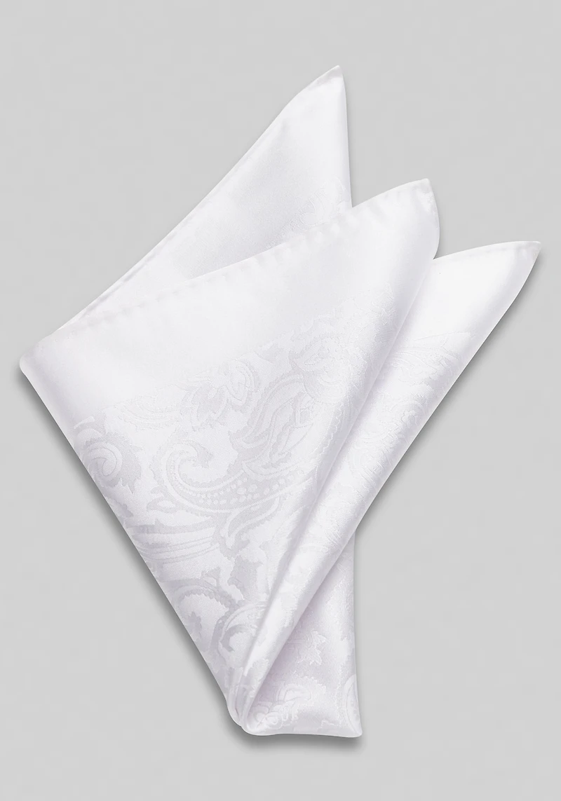 Men's Jos. A. Bank Solid Textured Paisley Pocket Square at Jos. A. Bank, Cream/White,