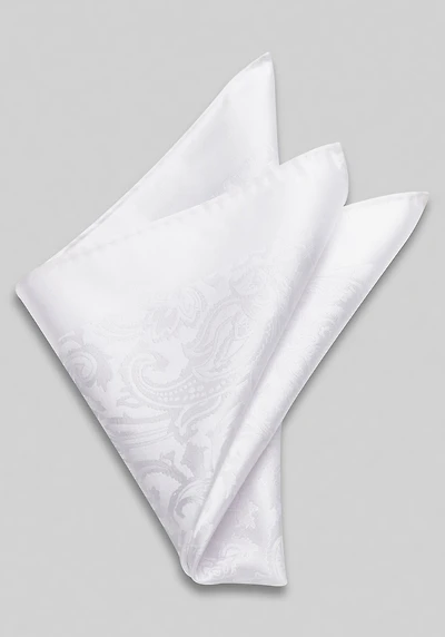 Men's Jos. A. Bank Solid Textured Paisley Pocket Square at Jos. A. Bank, Cream/White,