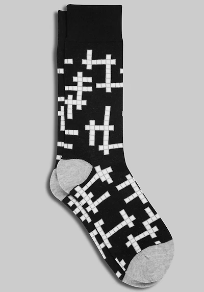 Men's Jos. A. Bank Crossword Puzzle Socks at Jos. A. Bank, Black,