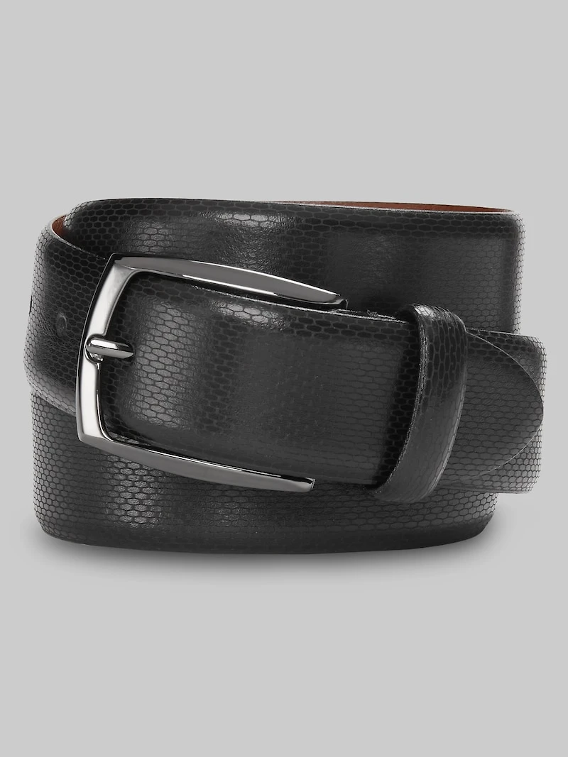 Men's Jos. A. Bank Feather Edge Textured Leather Belt at Jos. A. Bank, Black