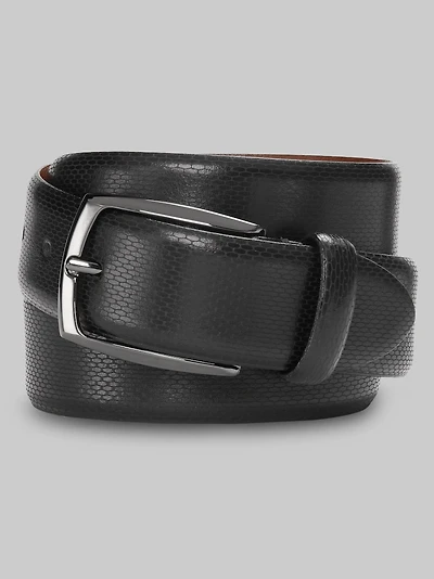 Men's Jos. A. Bank Feather Edge Textured Leather Belt at Jos. A. Bank, Black